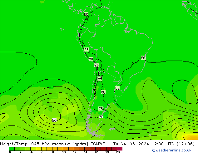 Géop./Temp. 925 hPa ECMWF mar 04.06.2024 12 UTC