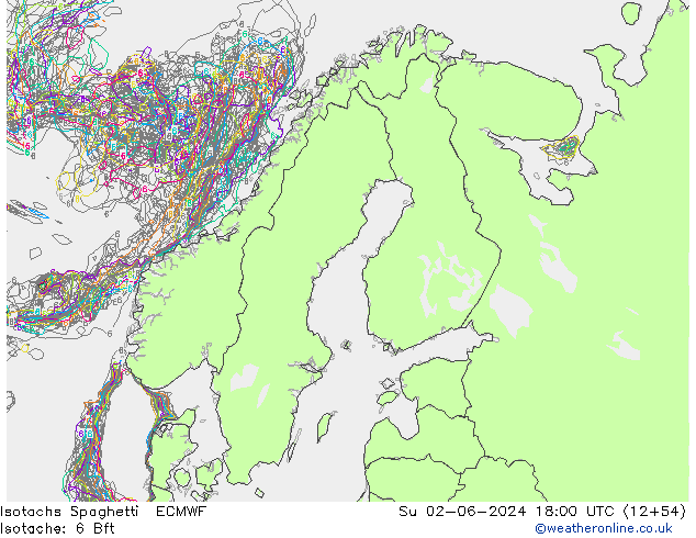 Isotachs Spaghetti ECMWF dom 02.06.2024 18 UTC