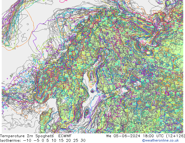 Sıcaklık Haritası 2m Spaghetti ECMWF Çar 05.06.2024 18 UTC