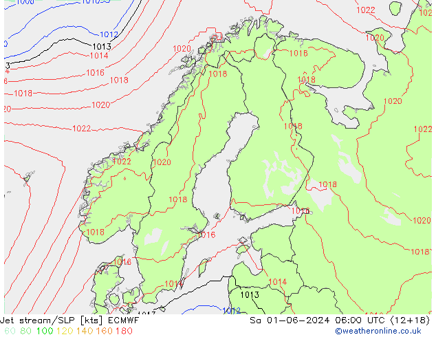 Polarjet/Bodendruck ECMWF Sa 01.06.2024 06 UTC