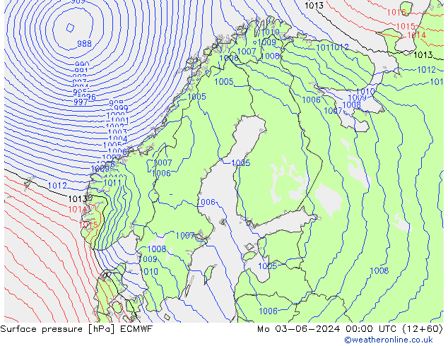 pressão do solo ECMWF Seg 03.06.2024 00 UTC