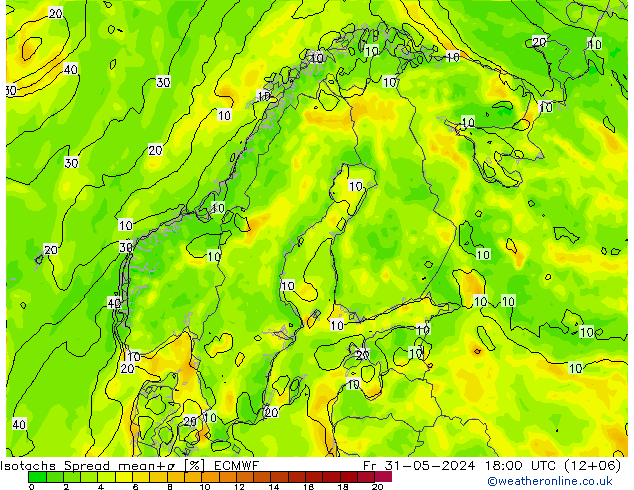 Isotachs Spread ECMWF Pá 31.05.2024 18 UTC