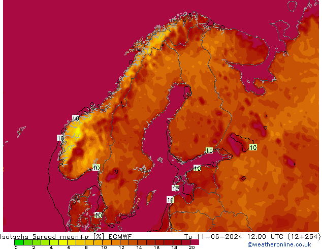 Isotachs Spread ECMWF Ter 11.06.2024 12 UTC