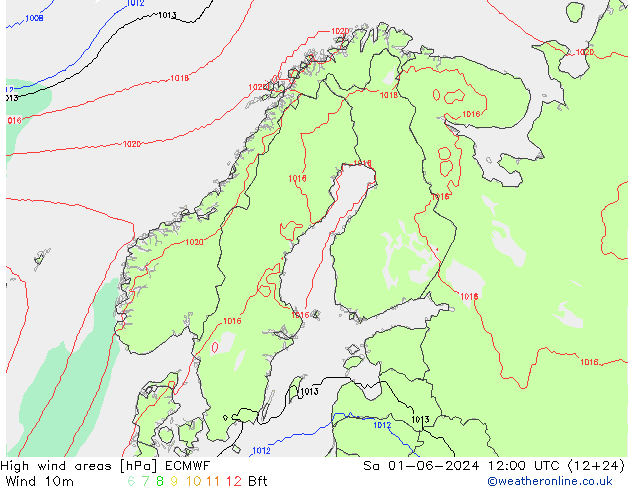 Izotacha ECMWF so. 01.06.2024 12 UTC