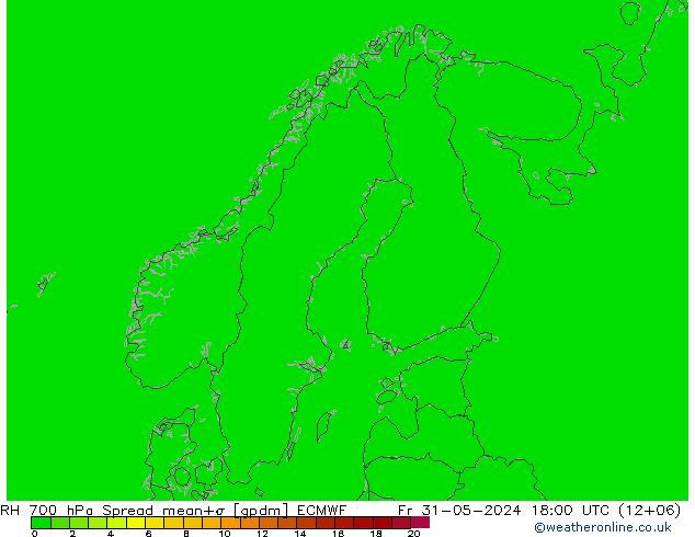 RH 700 hPa Spread ECMWF Fr 31.05.2024 18 UTC