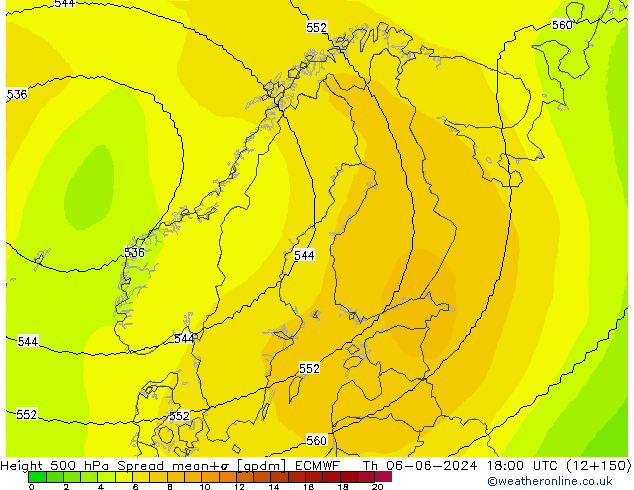 Height 500 hPa Spread ECMWF Do 06.06.2024 18 UTC