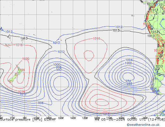 pressão do solo ECMWF Qua 05.06.2024 00 UTC