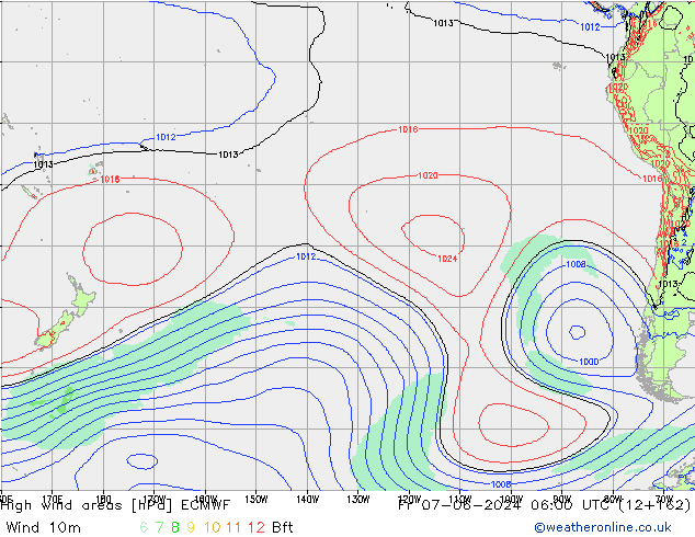 High wind areas ECMWF пт 07.06.2024 06 UTC