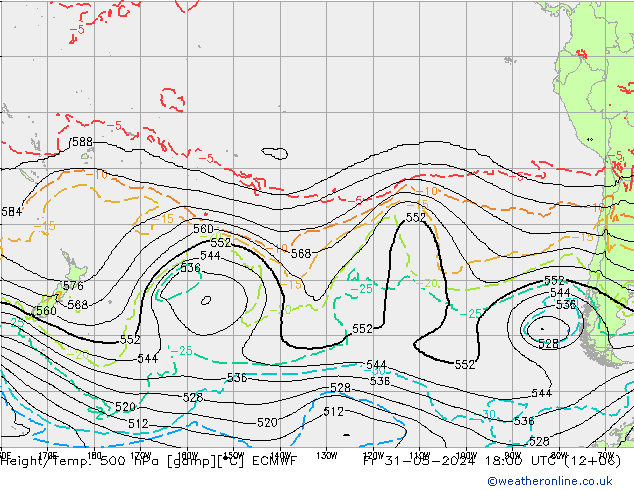 Height/Temp. 500 hPa ECMWF Sex 31.05.2024 18 UTC