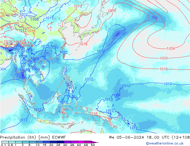 Precipitazione (6h) ECMWF mer 05.06.2024 00 UTC