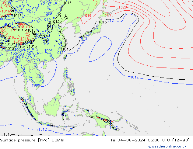 Luchtdruk (Grond) ECMWF di 04.06.2024 06 UTC