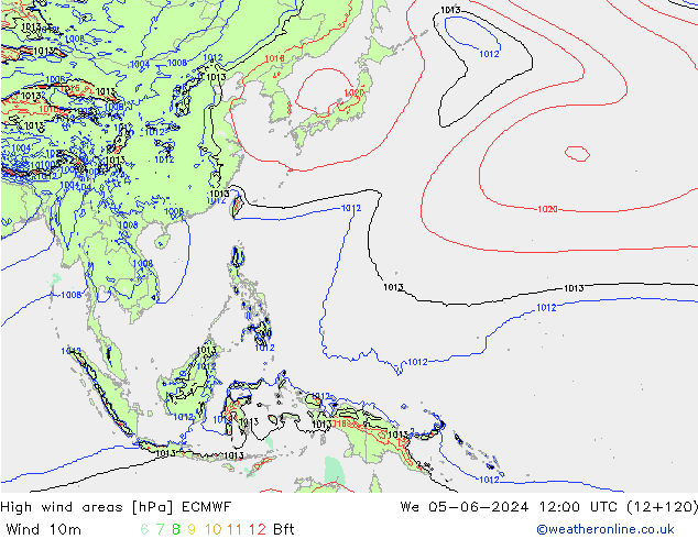 High wind areas ECMWF We 05.06.2024 12 UTC