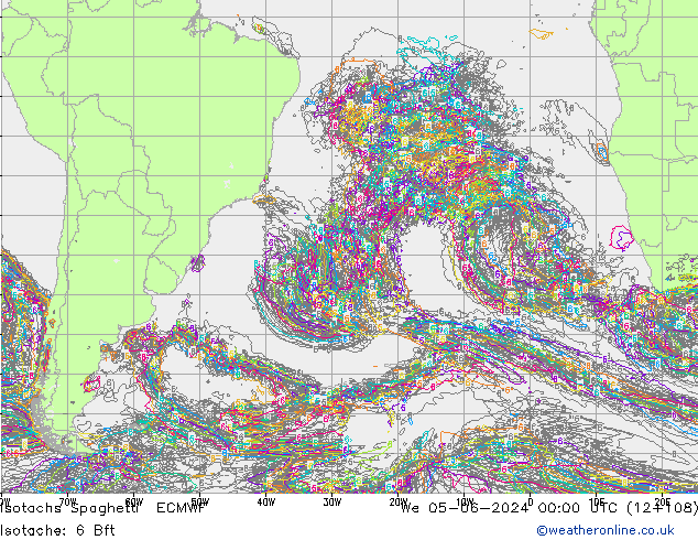 Isotachs Spaghetti ECMWF  05.06.2024 00 UTC