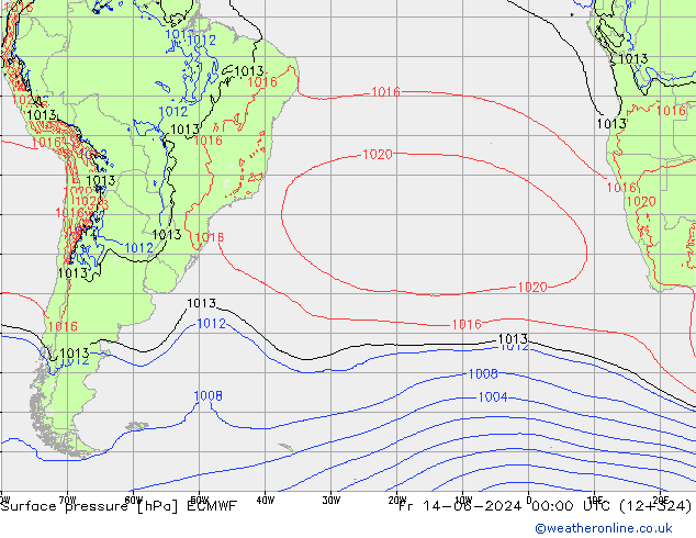 Surface pressure ECMWF Fr 14.06.2024 00 UTC