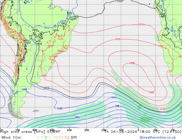 yüksek rüzgarlı alanlar ECMWF Per 06.06.2024 18 UTC