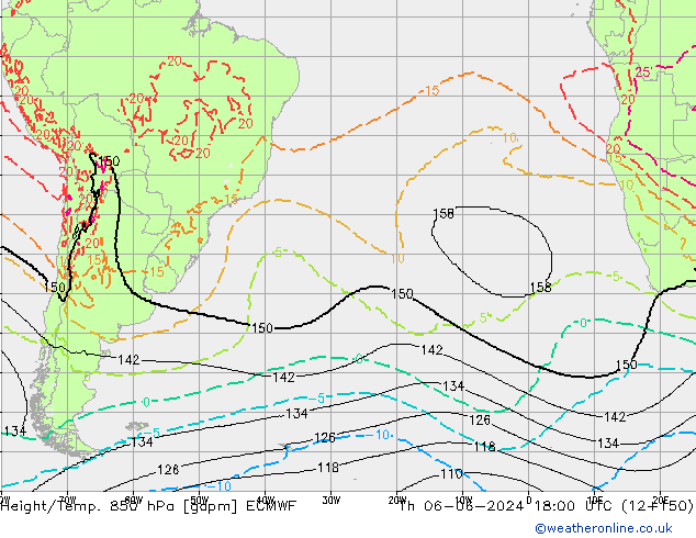 Height/Temp. 850 hPa ECMWF gio 06.06.2024 18 UTC