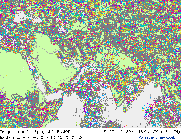 Sıcaklık Haritası 2m Spaghetti ECMWF Cu 07.06.2024 18 UTC