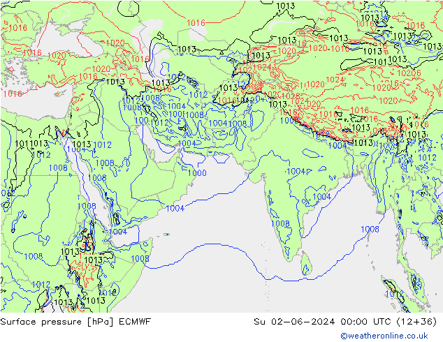 pression de l'air ECMWF dim 02.06.2024 00 UTC