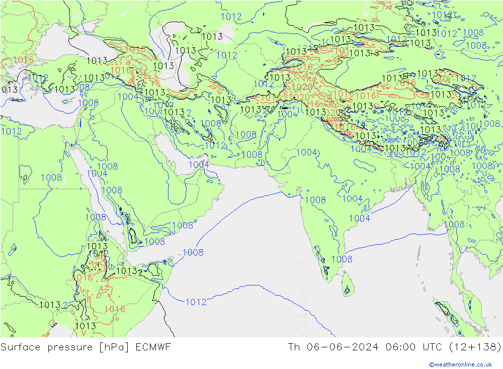 Luchtdruk (Grond) ECMWF do 06.06.2024 06 UTC