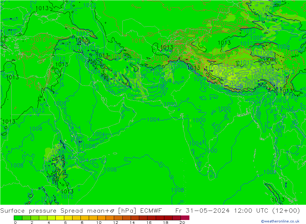 pressão do solo Spread ECMWF Sex 31.05.2024 12 UTC