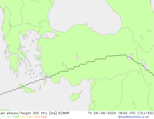 Jet stream ECMWF Qui 06.06.2024 18 UTC