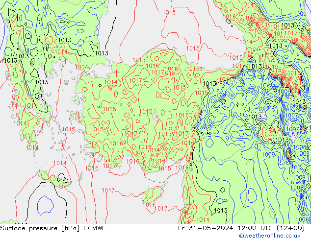 Yer basıncı ECMWF Cu 31.05.2024 12 UTC