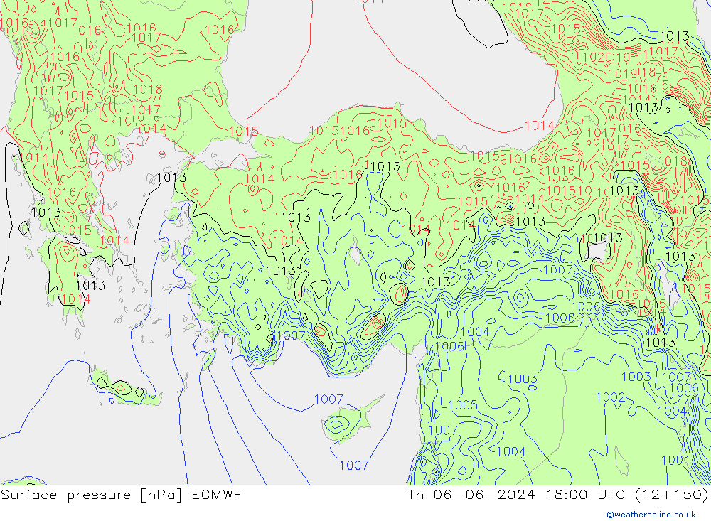 pressão do solo ECMWF Qui 06.06.2024 18 UTC