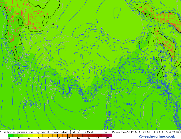 pression de l'air Spread ECMWF dim 09.06.2024 00 UTC