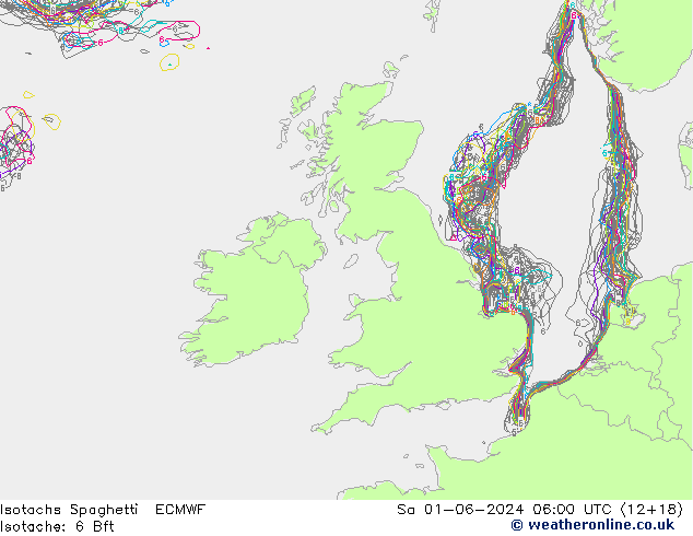 Isotachs Spaghetti ECMWF сб 01.06.2024 06 UTC