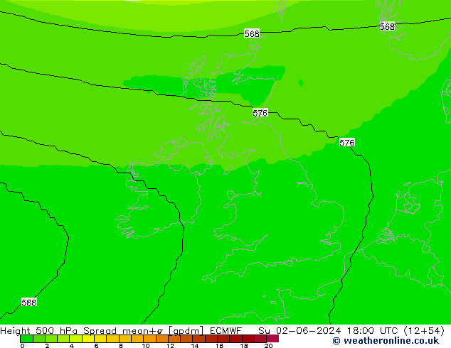 Height 500 hPa Spread ECMWF Su 02.06.2024 18 UTC