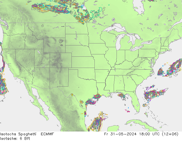 Isotachs Spaghetti ECMWF Fr 31.05.2024 18 UTC