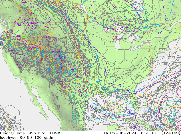 Height/Temp. 925 hPa ECMWF Th 06.06.2024 18 UTC