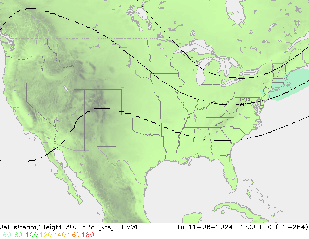 Straalstroom ECMWF di 11.06.2024 12 UTC