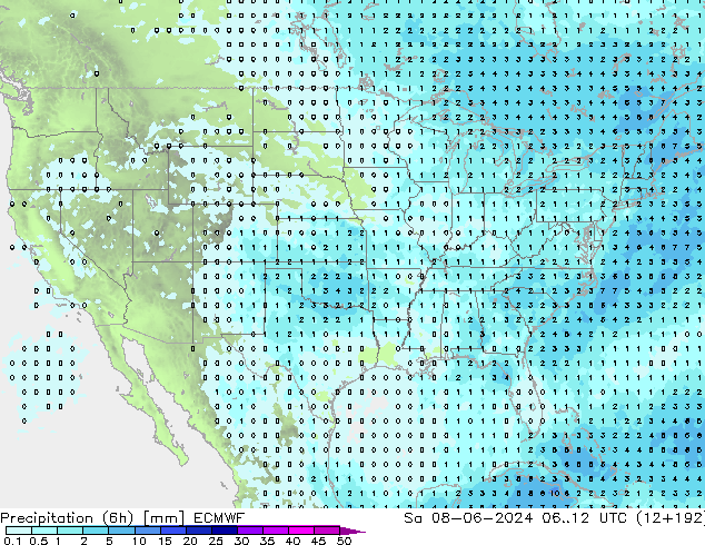 осадки (6h) ECMWF сб 08.06.2024 12 UTC