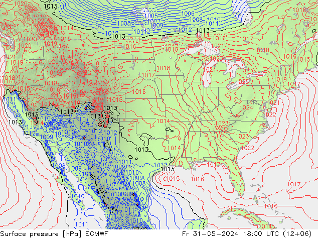 Surface pressure ECMWF Fr 31.05.2024 18 UTC