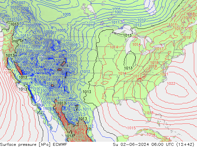 Luchtdruk (Grond) ECMWF zo 02.06.2024 06 UTC