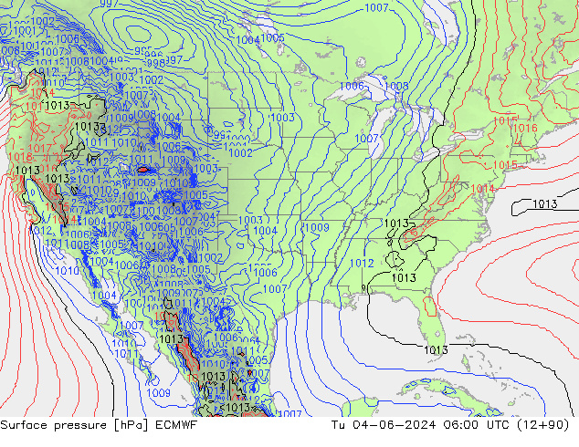 Surface pressure ECMWF Tu 04.06.2024 06 UTC