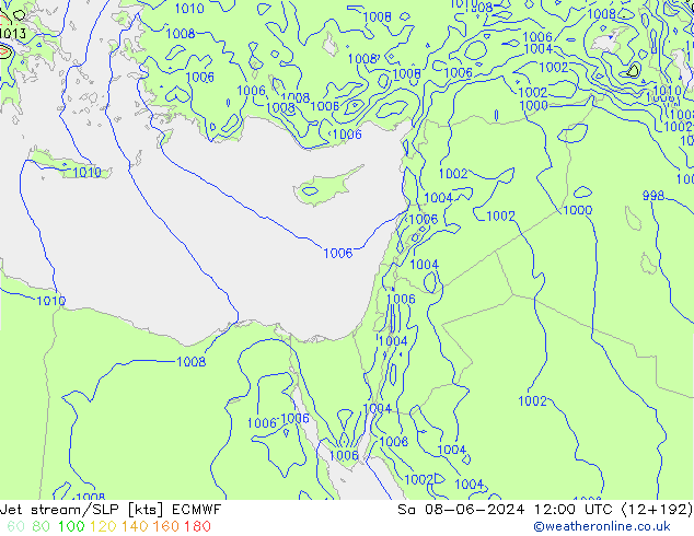 джет/приземное давление ECMWF сб 08.06.2024 12 UTC
