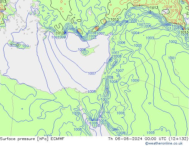 Surface pressure ECMWF Th 06.06.2024 00 UTC