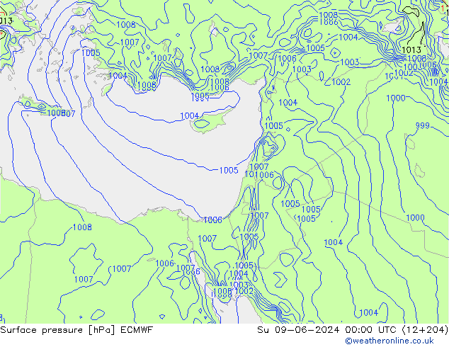 приземное давление ECMWF Вс 09.06.2024 00 UTC