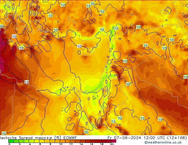 Isotachs Spread ECMWF Fr 07.06.2024 12 UTC