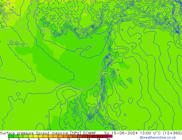 pression de l'air Spread ECMWF sam 15.06.2024 12 UTC