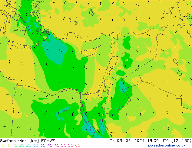 Vento 10 m ECMWF Qui 06.06.2024 18 UTC