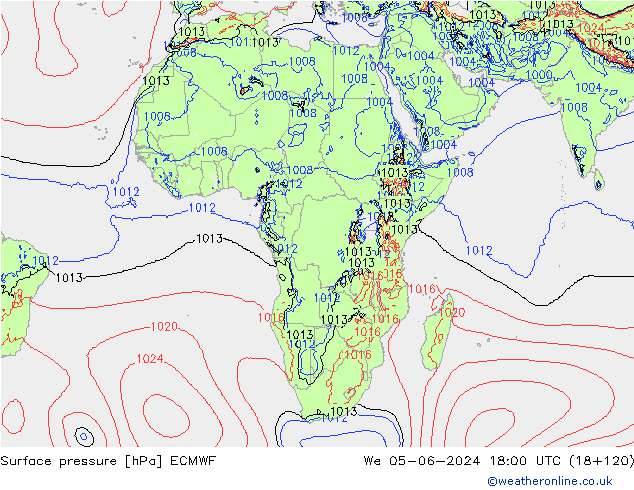 Surface pressure ECMWF We 05.06.2024 18 UTC