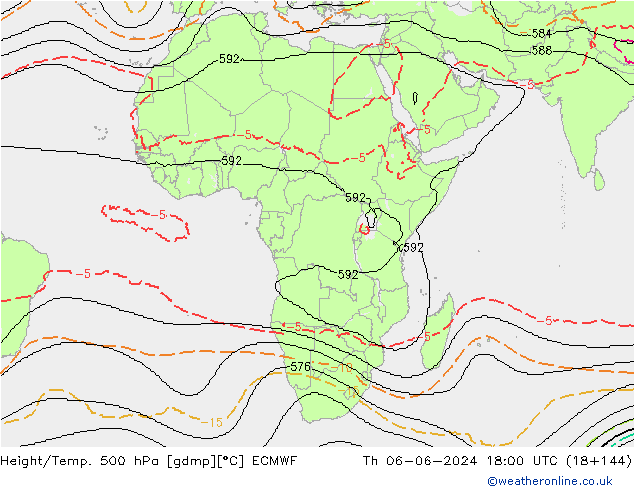 Height/Temp. 500 hPa ECMWF Th 06.06.2024 18 UTC