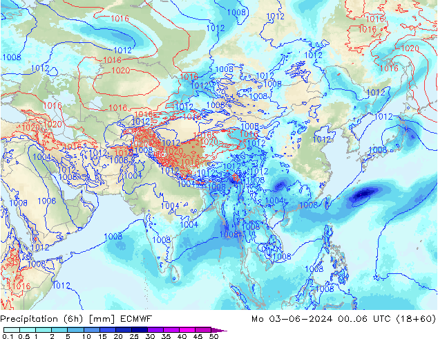 opad (6h) ECMWF pon. 03.06.2024 06 UTC