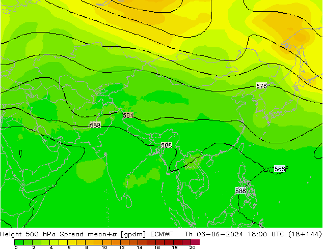 Géop. 500 hPa Spread ECMWF jeu 06.06.2024 18 UTC