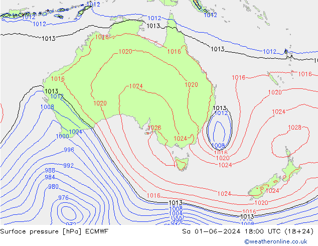 Yer basıncı ECMWF Cts 01.06.2024 18 UTC