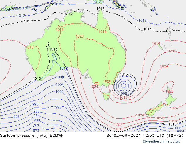 Luchtdruk (Grond) ECMWF zo 02.06.2024 12 UTC