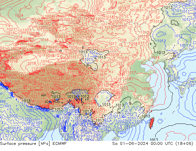 Atmosférický tlak ECMWF So 01.06.2024 00 UTC